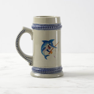 Funny Blue Marlin Fishing  Beer Stein
