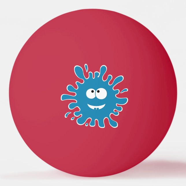 Funny Blue Monster Color Blob Face Ping Pong Ball (Front)