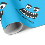 Funny blue monster kid's Birthday wrapping paper<br><div class="desc">Funny blue monster cartoon Birthday wrapping paper for kids. Cute gift wrap rolls personalized with child's name. Cartoon animal gift wrap design for little boys and girl. Make one for son, grandson, daughter, new baby, grandchild etc. Holiday illustration for children. Fun animal with big eyes and sharp teeth mouth. Custom...</div>