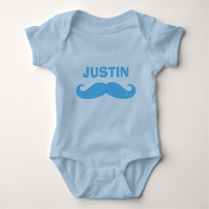 Funny blue mustache baby bodysuit for infants