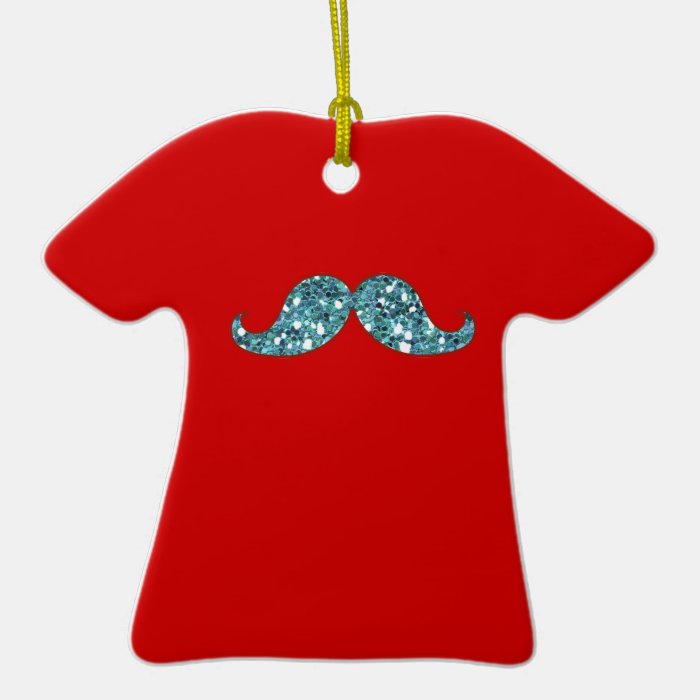 FUNNY BLUE MUSTACHE GLITTER CHRISTMAS TREE ORNAMENTS