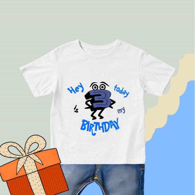 Funny blue number three baby T-Shirt (Creator Uploaded)