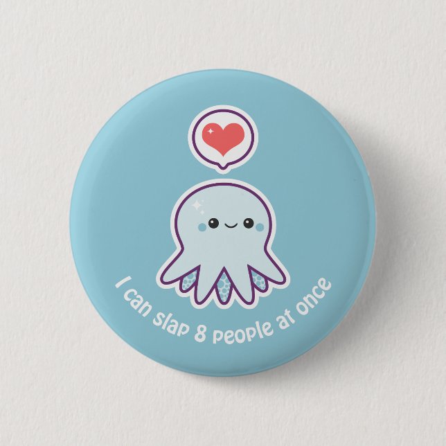 Funny Blue Octopus Button (Front)