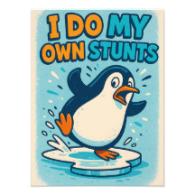 Funny Blue Penguin Ice Skating Quote Design