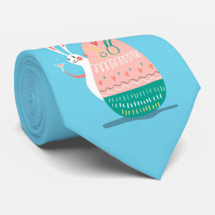 Funny Blue Rabbit Bunny And Easter Egg Neck Tie