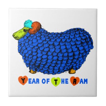 Funny Blue Ram Chinese Year Zodiac Ceramic Tile by 2015_year_of_ram at Zazzle