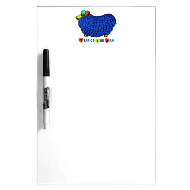 Funny Blue Ram Chinese Year Zodiac Dry Erase Board (Front)