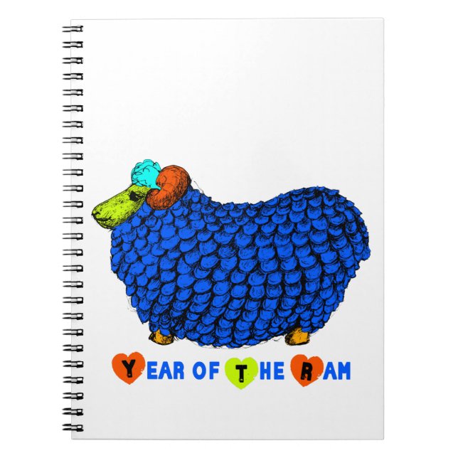 Funny Blue Ram Chinese Year Zodiac Notebook (Front)
