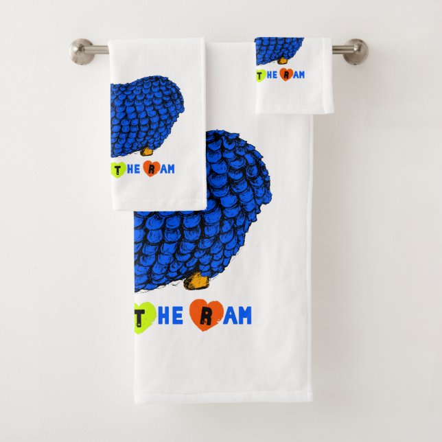 Funny Blue Ram Chinese Year Zodiac Towel Set (Insitu)