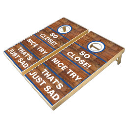 Funny Blue Rustic Dark Wood  Cornhole Set