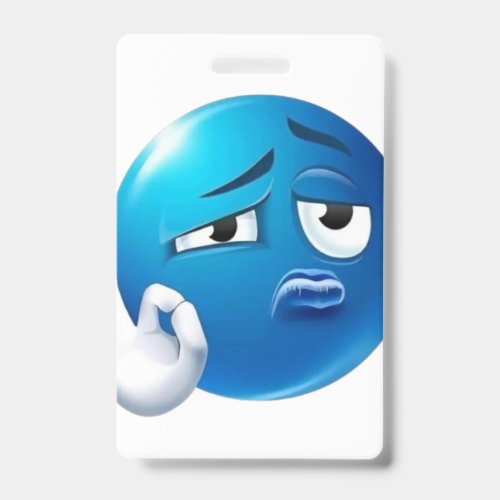 Funny Blue Sad Emoji Pin - Expressive Face Pinback Badge