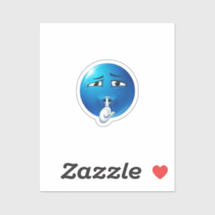 Funny Blue Sad Emoji Water Bottle - Expressive Dri Sticker