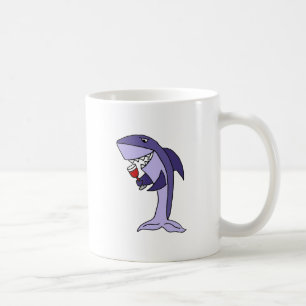 Funny Blue Shark Drinking Glass of Red Wine Coffee Mug