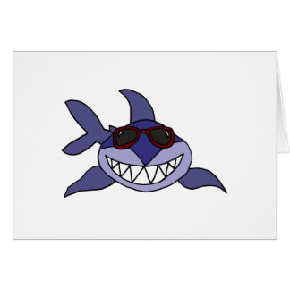 Funny Blue Shark with Sunglasses Cards