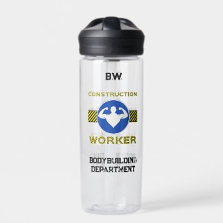 Funny Blue Sign Construction Worker Bodybuilding