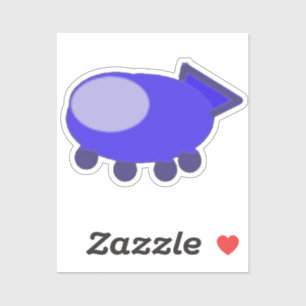 Funny Blue Spaceship Sticker