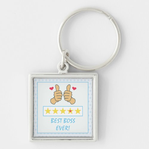 Funny Blue Thumbs Up Best Boss Ever Keychain