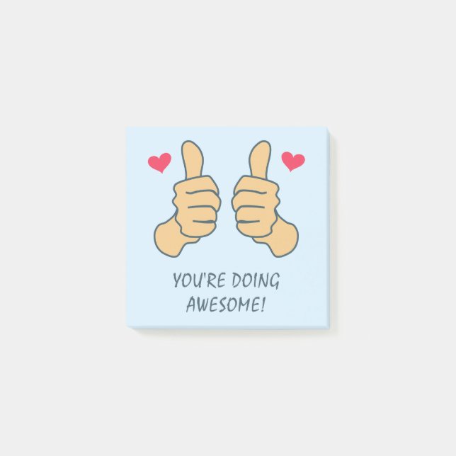 Funny Blue Thumbs Up Doing Awesome Motivational  Post-it Notes (Front)