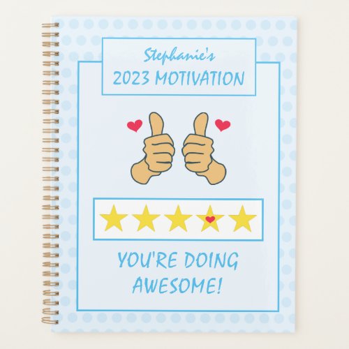 Funny Blue Thumbs Up Five Star Rating 2023 Planner