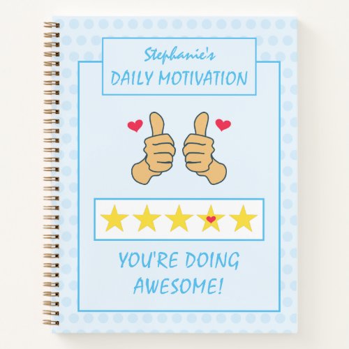 Funny Blue Thumbs Up Five Star Rating   Notebook