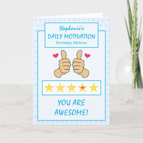 Funny Blue Thumbs Up You Are Awesome Birthday Card