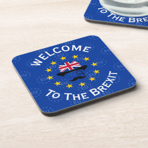 Funny Blue Yellow European Union Brexit Art Beverage Coaster