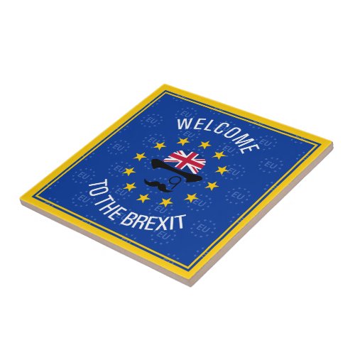 Funny Blue Yellow European Union Brexit Art Ceramic Tile