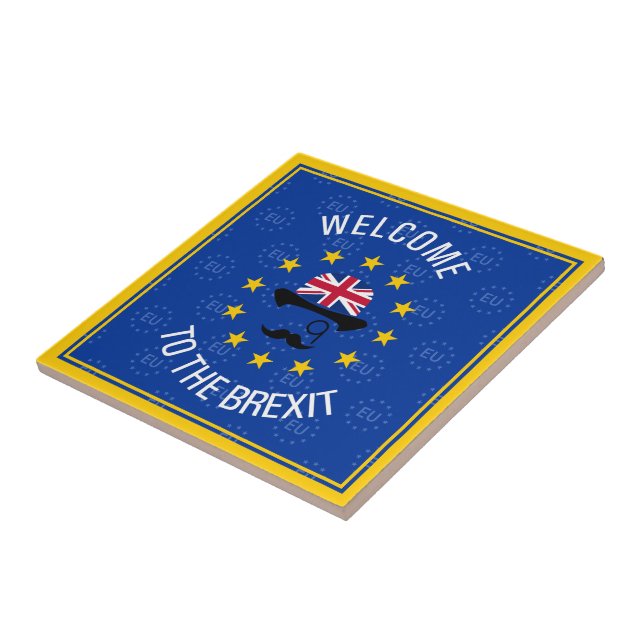 Funny Blue Yellow European Union Brexit Art Ceramic Tile (Side)