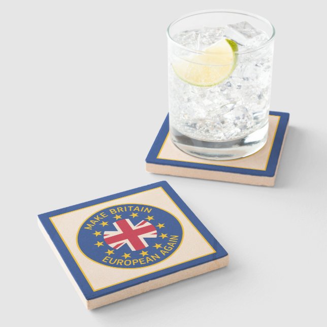 Funny Blue Yellow European Union Brexit Funny Stone Coaster (Side)