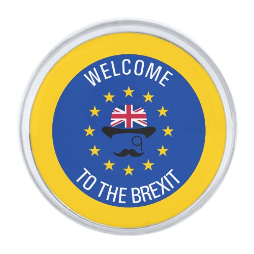 Funny Blue Yellow European Union Brexit Pun Silver Finish Lapel Pin