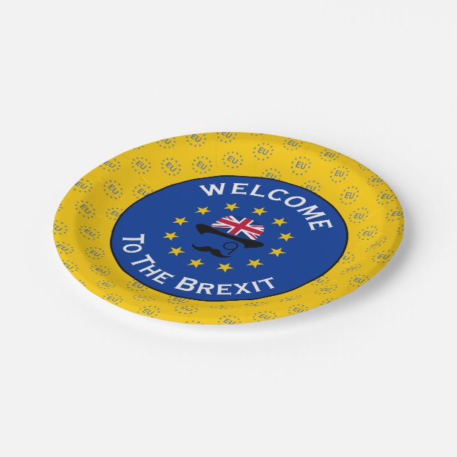 Funny Blue Yellow European Union Brexit Vector Paper Plates (Angled)