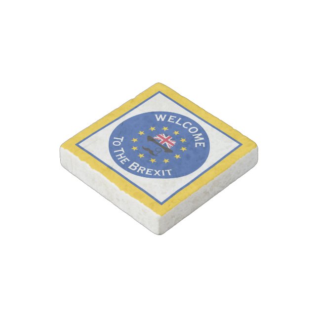 Funny Blue Yellow European Union Jack Brexit Pun Stone Magnet (Angled)