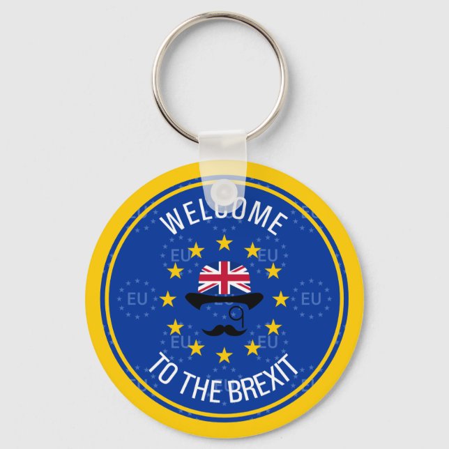 Funny Blue Yellow European Union Jack Pun Keychain (Front)