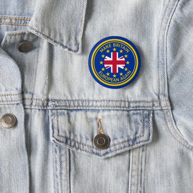 Funny Blue Yellow Red European Union Jack Logo Button (In Situ)
