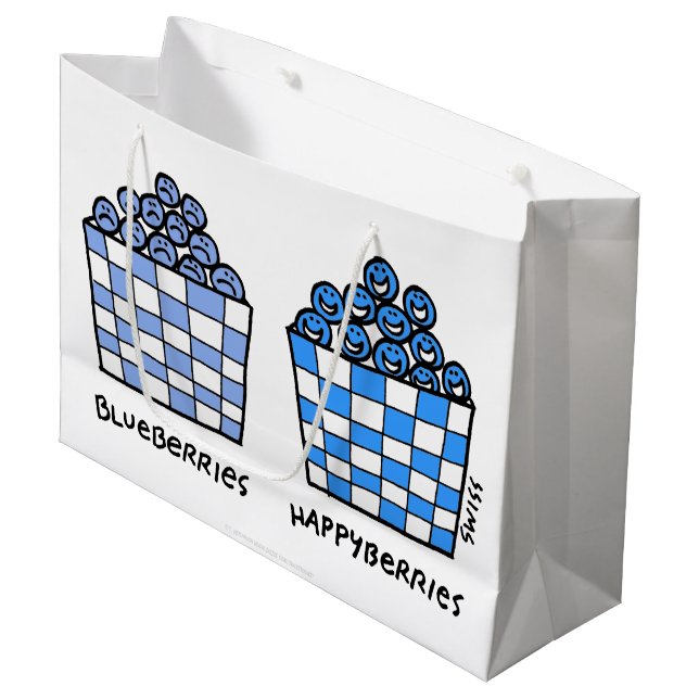 Funny Blueberries Happyberries Cartoon Gift Bag (Front Angled)