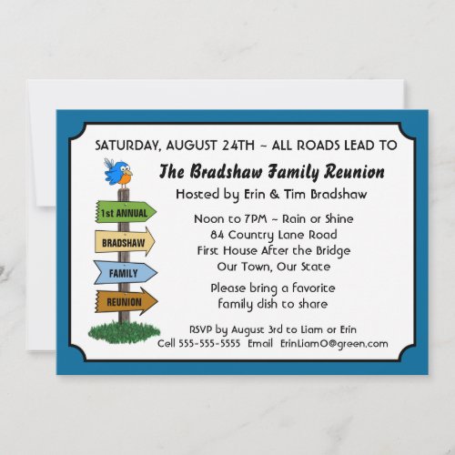 Funny Bluebird Family Reunion Invitation