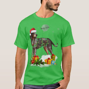 Funny Bluetick Coonhound Dog Christmas Lights Sant T-Shirt