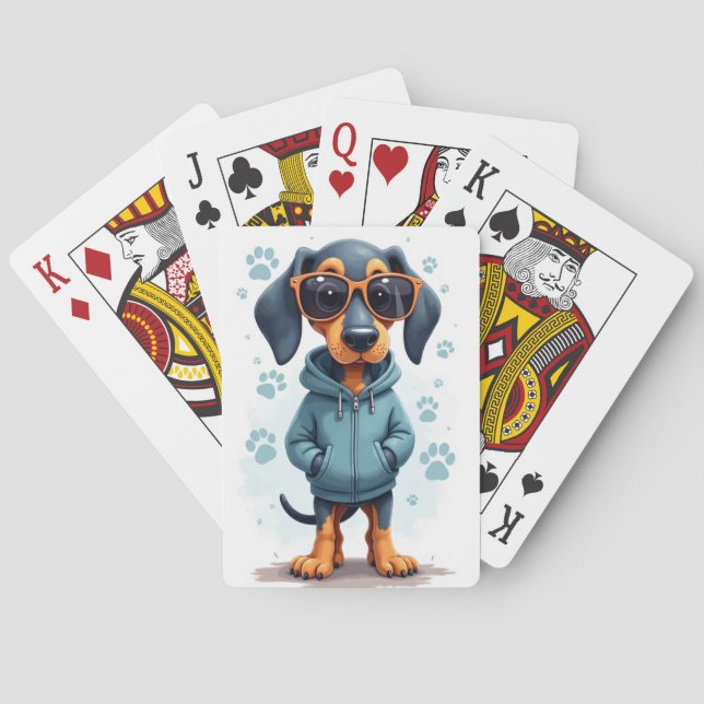 Funny Bluetick Coonhound Kawaii Dog Poker Cards (Back)