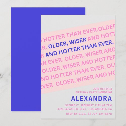 Funny Blush Pink Older Wiser 94th birthday