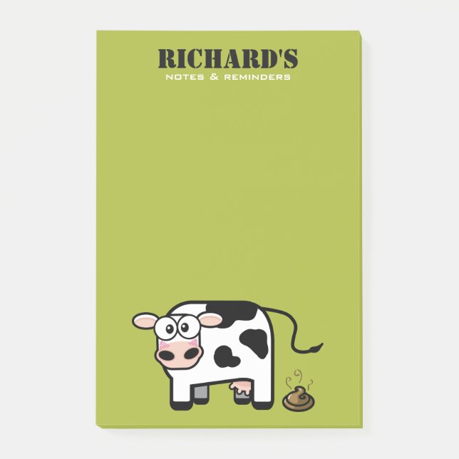 Funny Blushing Pooping Cow Illustration Post-it Notes (Front)