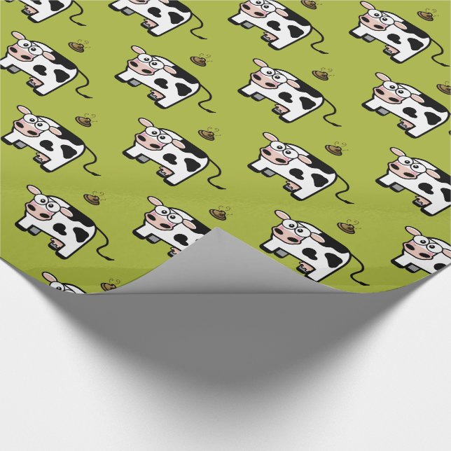 Funny Blushing Pooping Cow Pattern Wrapping Paper (Corner)
