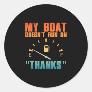 Funny boat art for men women boating watercraft classic round sticker