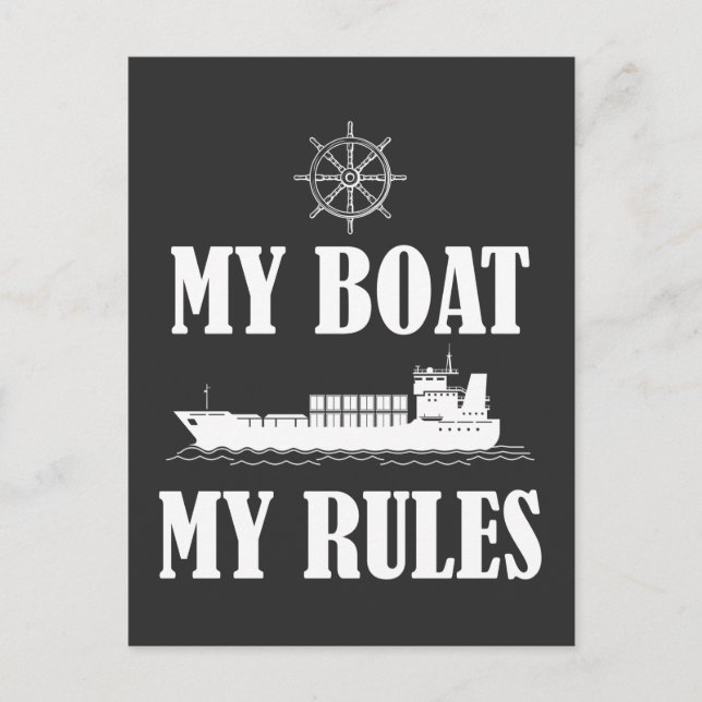 Funny Boat Captain Boss Rules Boating Joke Postcard (Front)