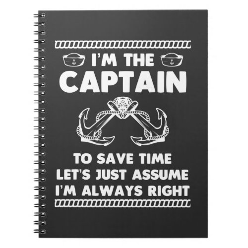 Funny Boat Captain Humor Boating Joke Sailor Notebook