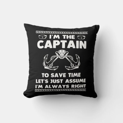 Funny Boat Captain Humor Boating Joke Sailor Throw Pillow