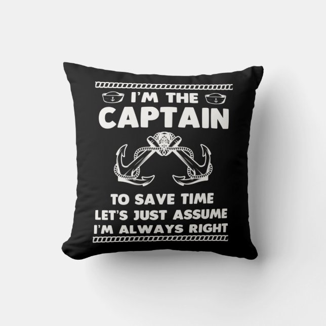 Funny Boat Captain Humor Boating Joke Sailor Throw Pillow (Front)