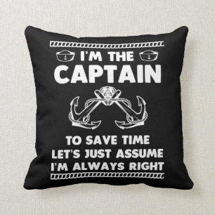 Funny Boat Captain Humor Boating Joke Sailor Throw Pillow