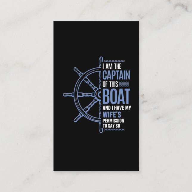 Funny Boat Captain Husband Wifes Permission Business Card (Front)