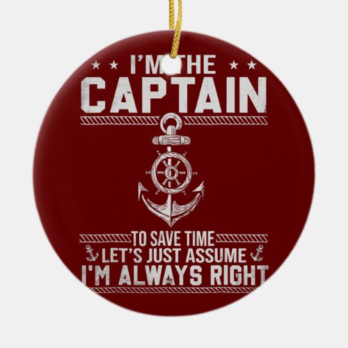 Funny Boat Captain Pontoon Captain Dad Papa Men Ceramic Ornament