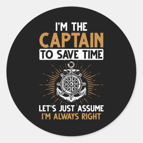 Funny Boating Captain Funny Sailing Jokes Classic Round Sticker